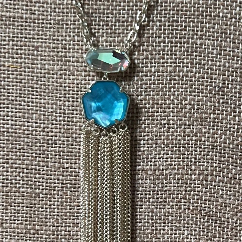 NWT Kendra Scott Gold & Blue Tae Pendant Necklace #KSNK - Picture 3 of 10